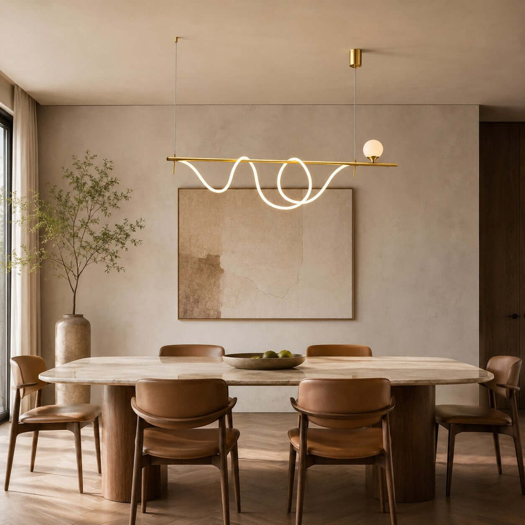 Novali Linear Chandelier - Creative Art Deco Gold Bar Light | Vinlighting