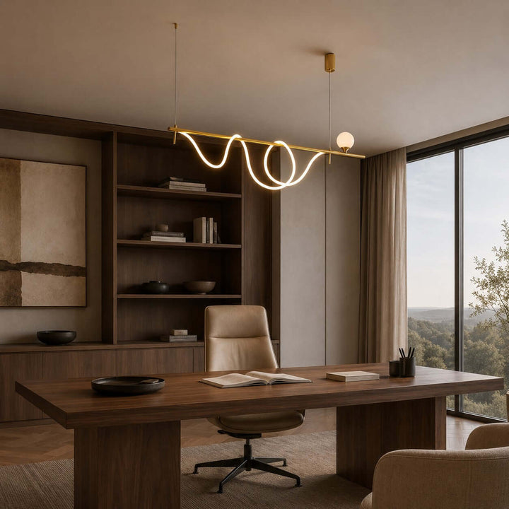 Novali Linear Chandelier - Creative Art Deco Gold Bar Light | Vinlighting