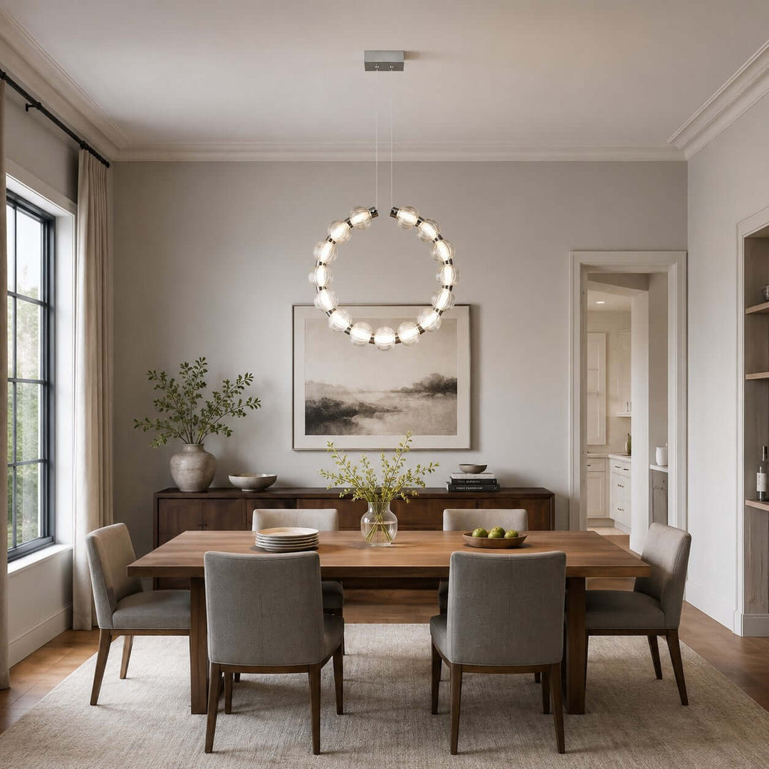 Novea Chandelier | Geometric Glass Globe Dining Room Light | Vinlighting