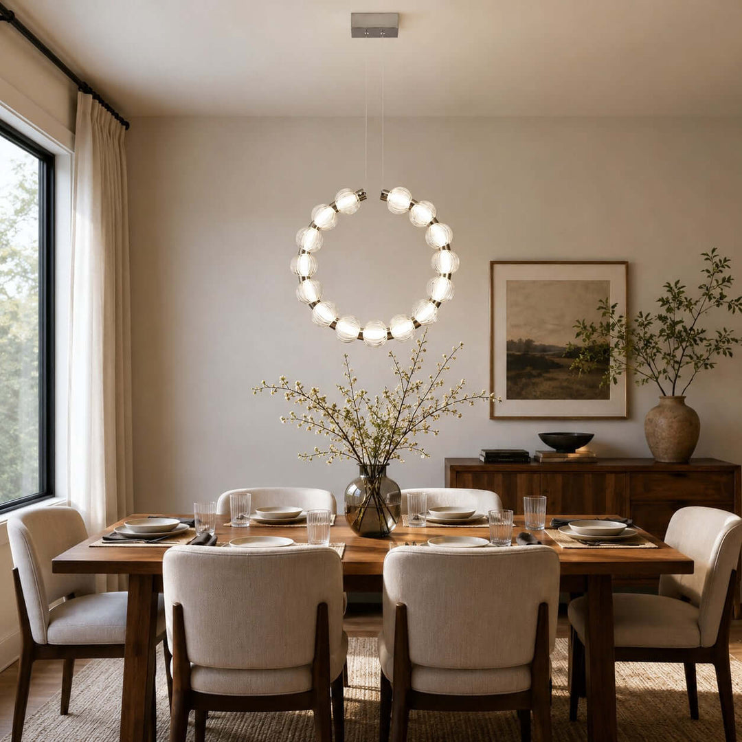 Novea Chandelier | Geometric Glass Globe Dining Room Light | Vinlighting