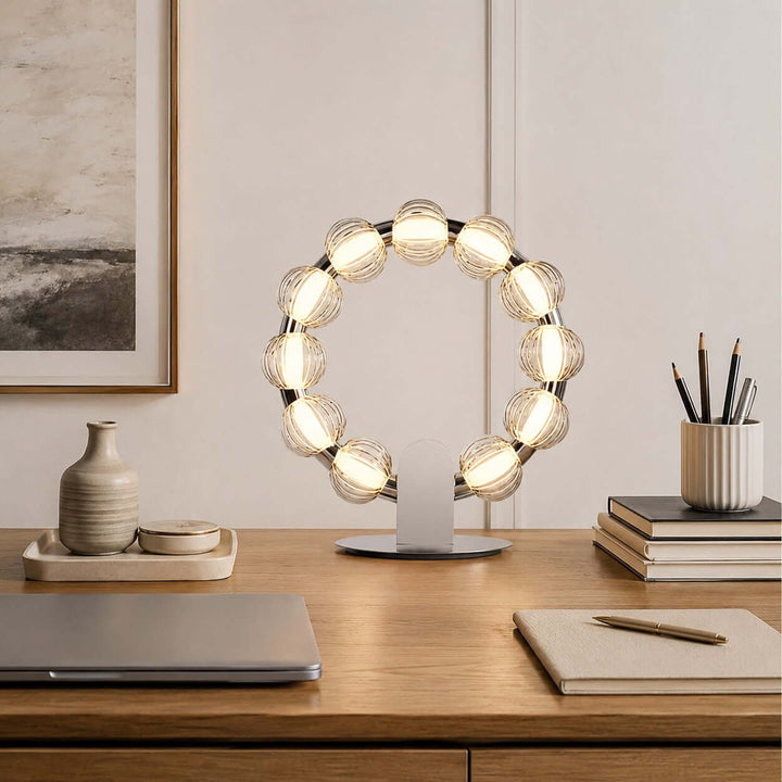 Novea Table Lamp - Smoke Grey Glass Modern Bedside Light | Vinlighting