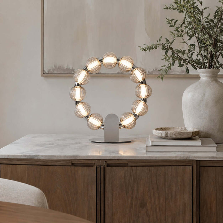 Novea Table Lamp - Smoke Grey Glass Modern Bedside Light | Vinlighting