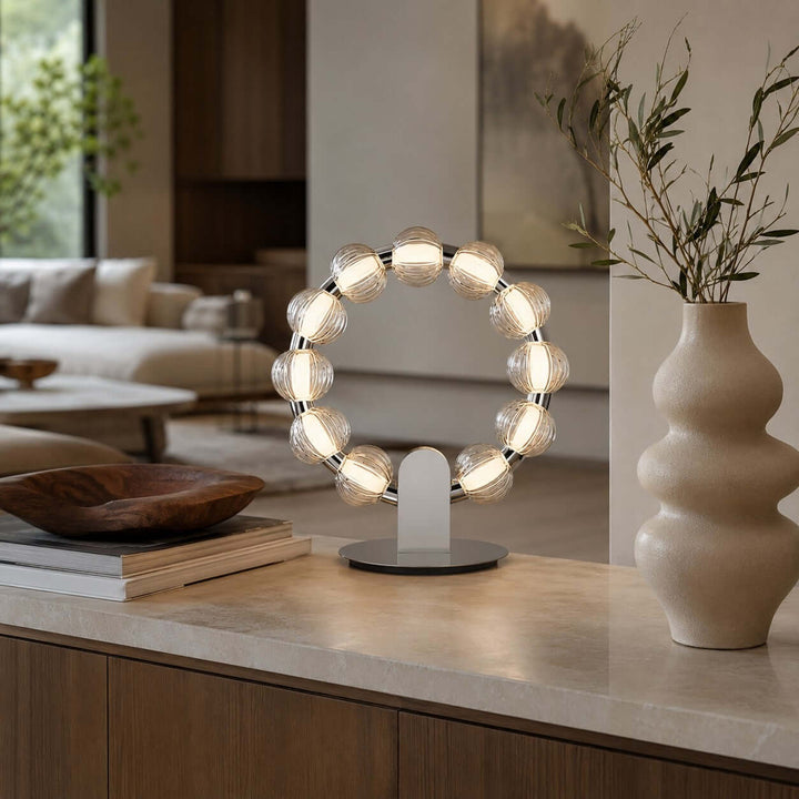 Novea Table Lamp - Smoke Grey Glass Modern Bedside Light | Vinlighting