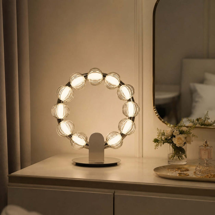 Novea Table Lamp - Smoke Grey Glass Modern Bedside Light | Vinlighting