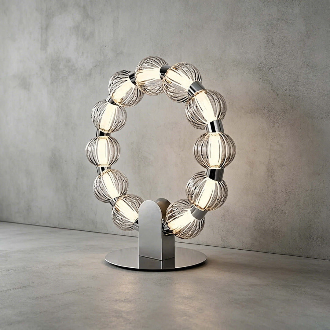 Novea Table Lamp - Smoke Grey Glass Modern Bedside Light | Vinlighting