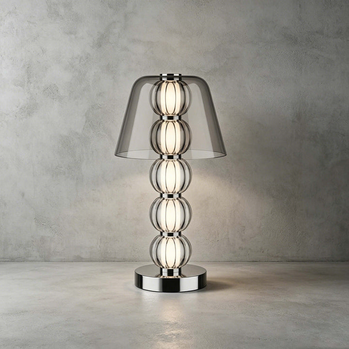 Novea Table Lamp - Smoke Grey Glass Modern Bedside Light | Vinlighting