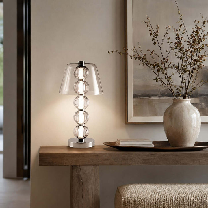 Novea Table Lamp - Smoke Grey Glass Modern Bedside Light | Vinlighting