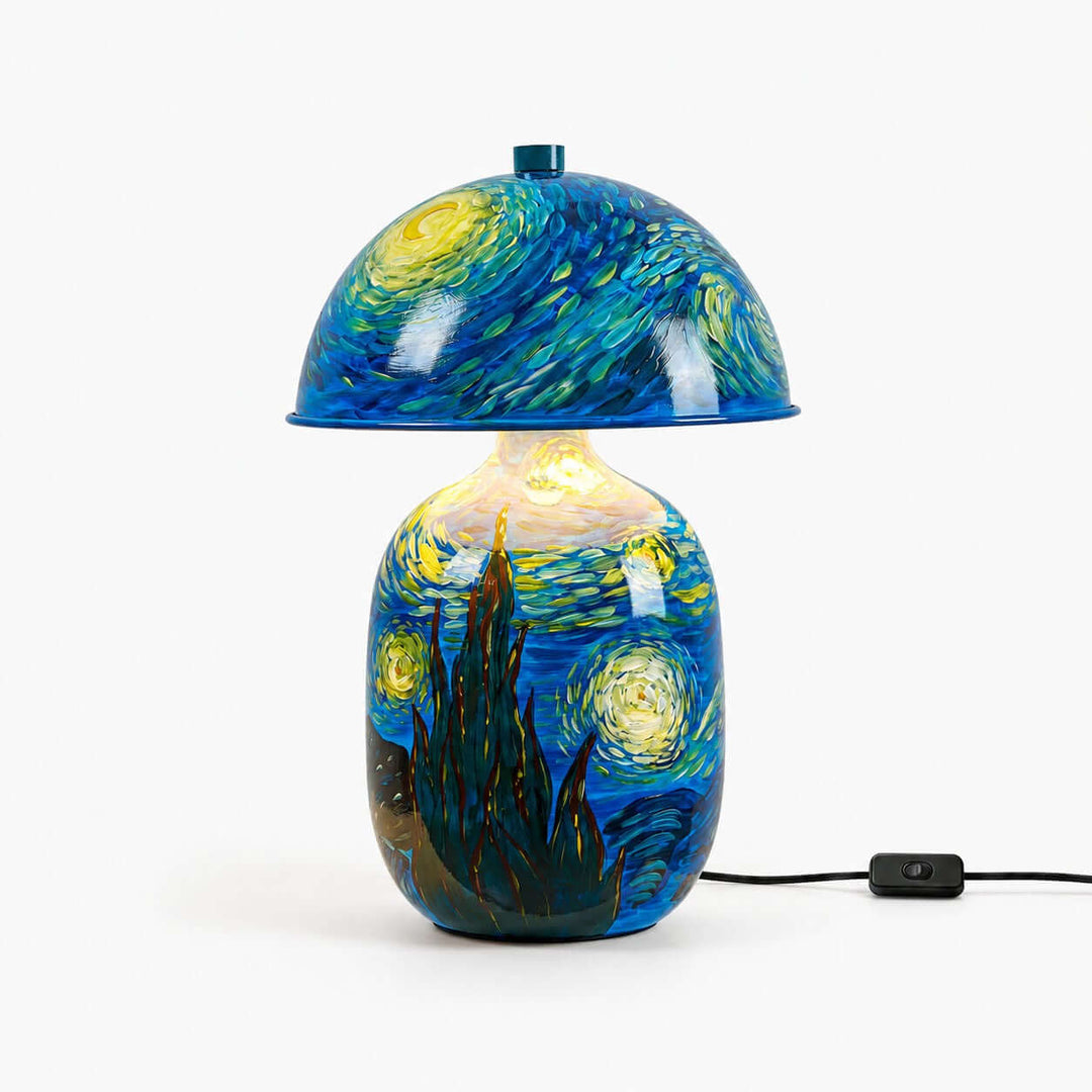 Novelle Swirling Sky Painted Ceramic Table Lamp for Bedroom Decor