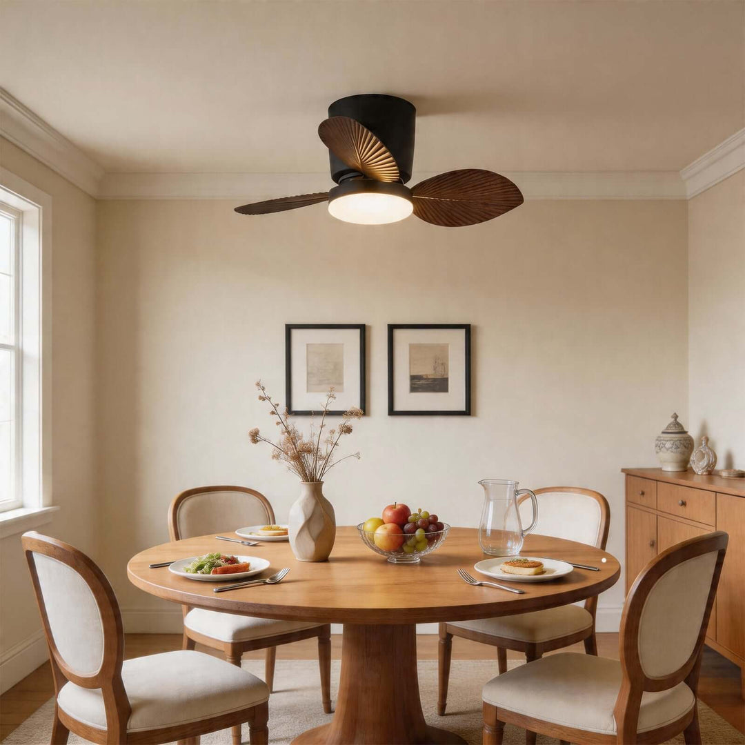 Noxuv Ceiling Fan Light - French Creamy Dining Room Style