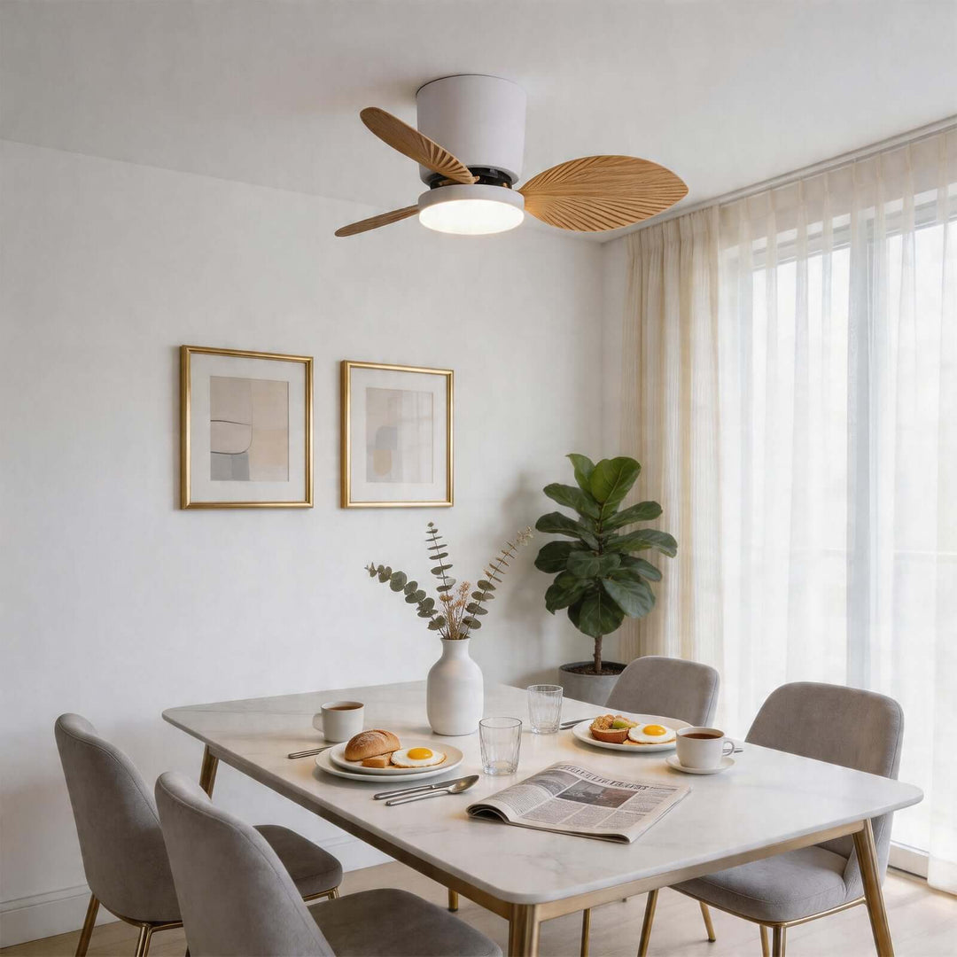 Noxuv Ceiling Fan Light - French Creamy Dining Room Style