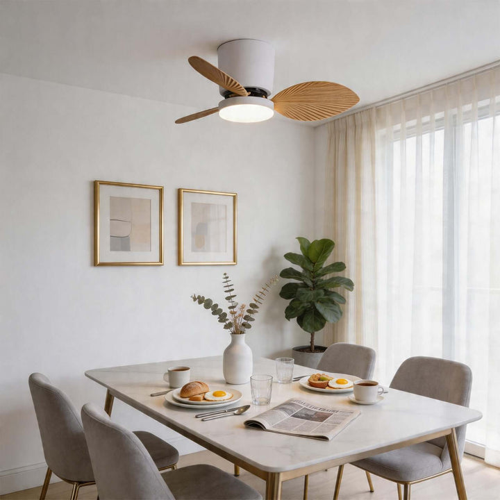 Noxuv Ceiling Fan Light - French Creamy Dining Room Style