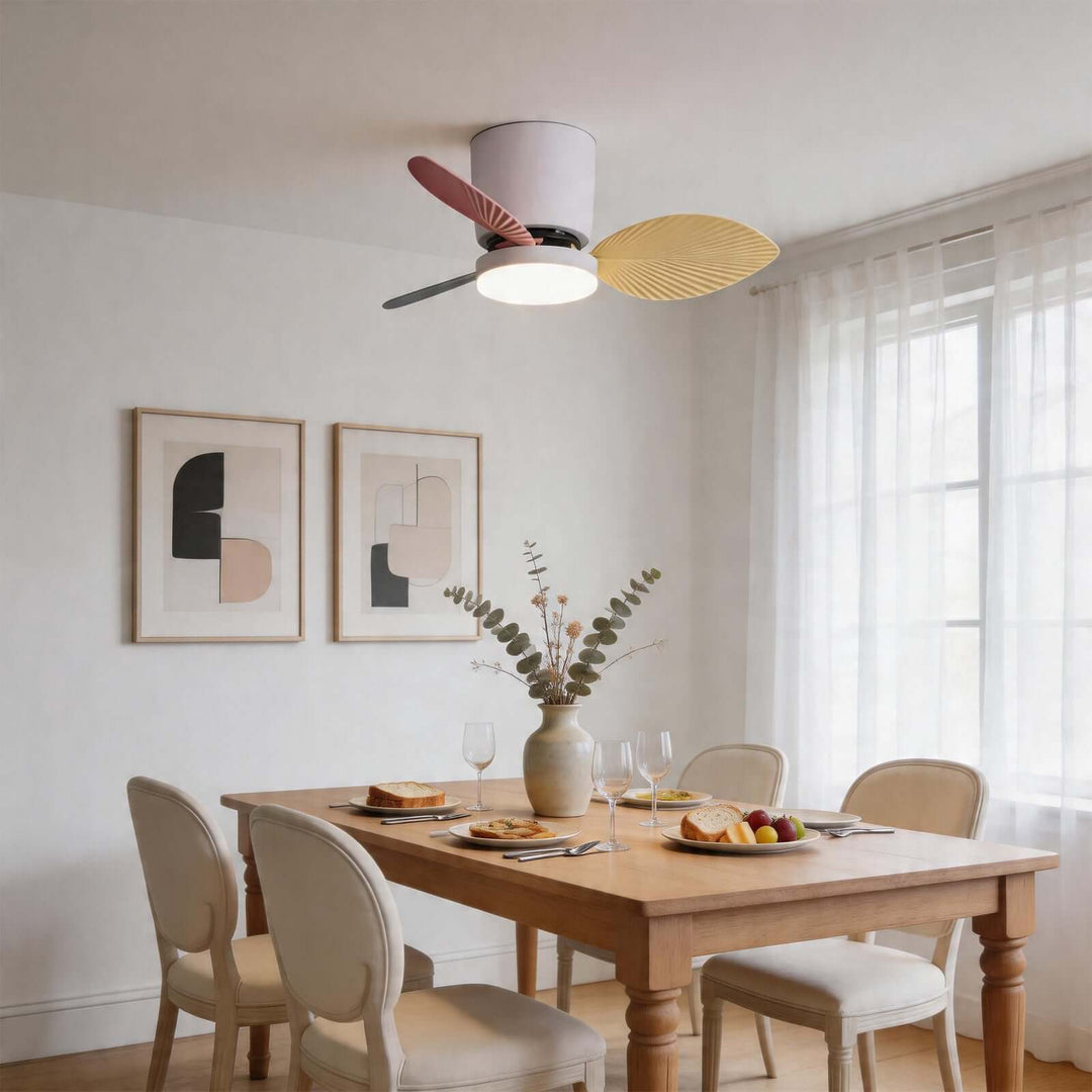 Noxuv Ceiling Fan Light - French Creamy Dining Room Style