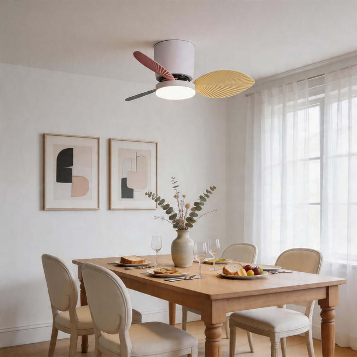 Noxuv Ceiling Fan Light - French Creamy Dining Room Style