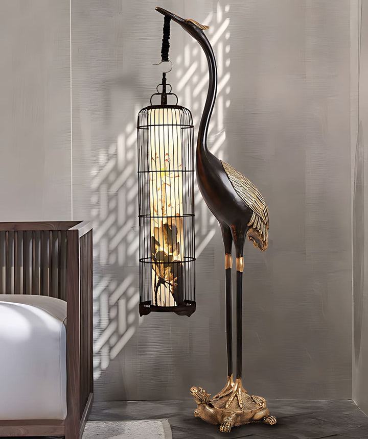 Noyari Stork Floor Lamp – Retro Creative Tree Sculpture Light
