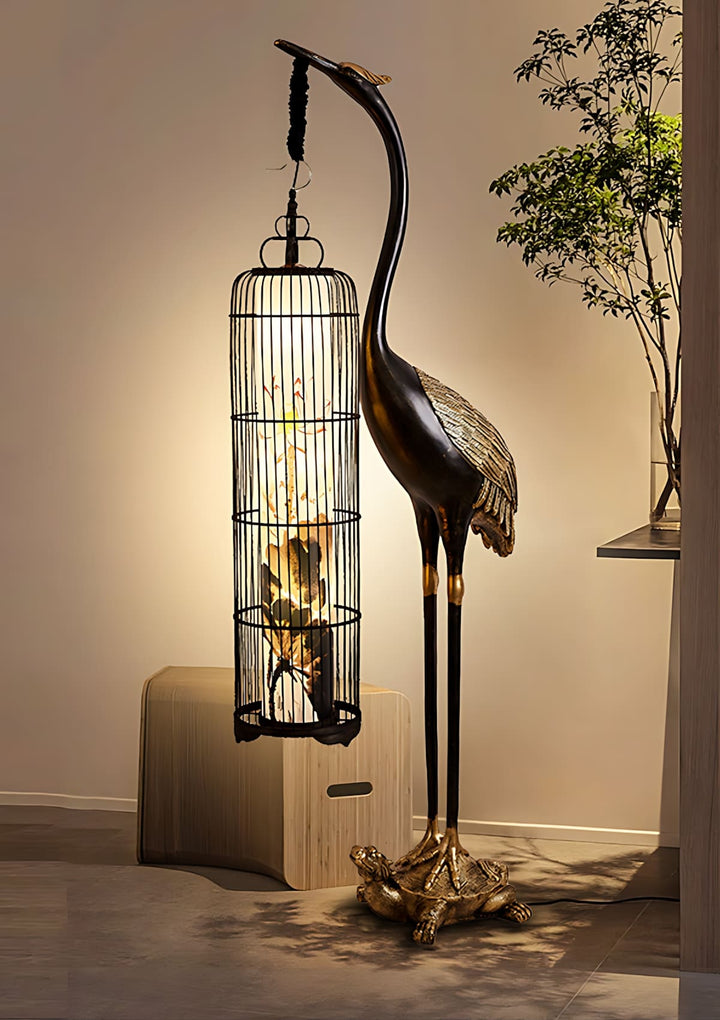 Noyari Stork Floor Lamp – Retro Creative Tree Sculpture Light