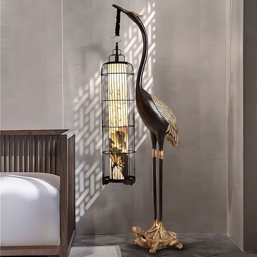 Noyari Stork Floor Lamp – Retro Creative Tree Sculpture Light