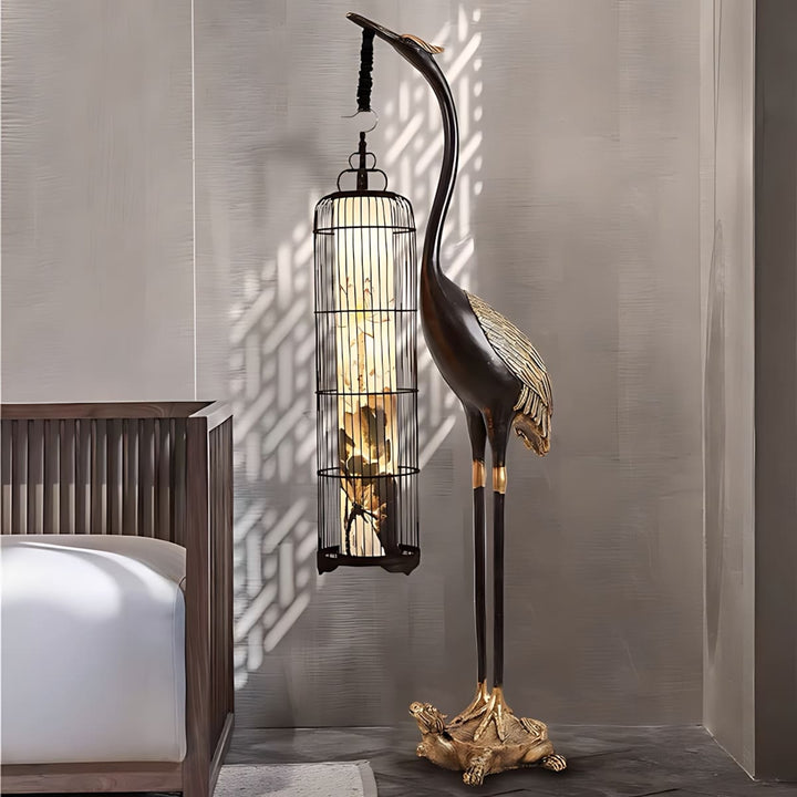 Noyari Stork Floor Lamp – Retro Creative Tree Sculpture Light