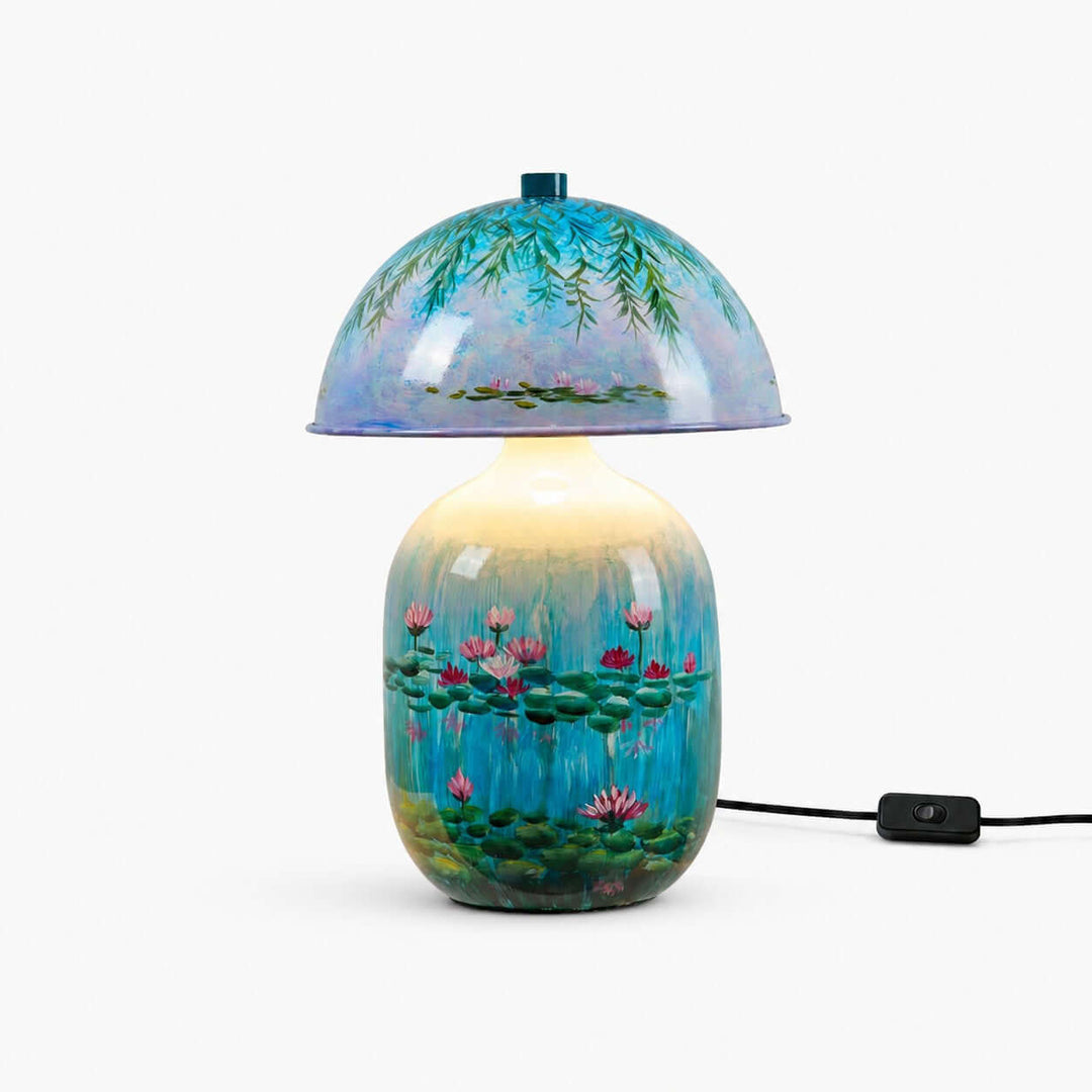 Nymphaea Artistic Painted Ceramic Mushroom Table Lamp for bedroom