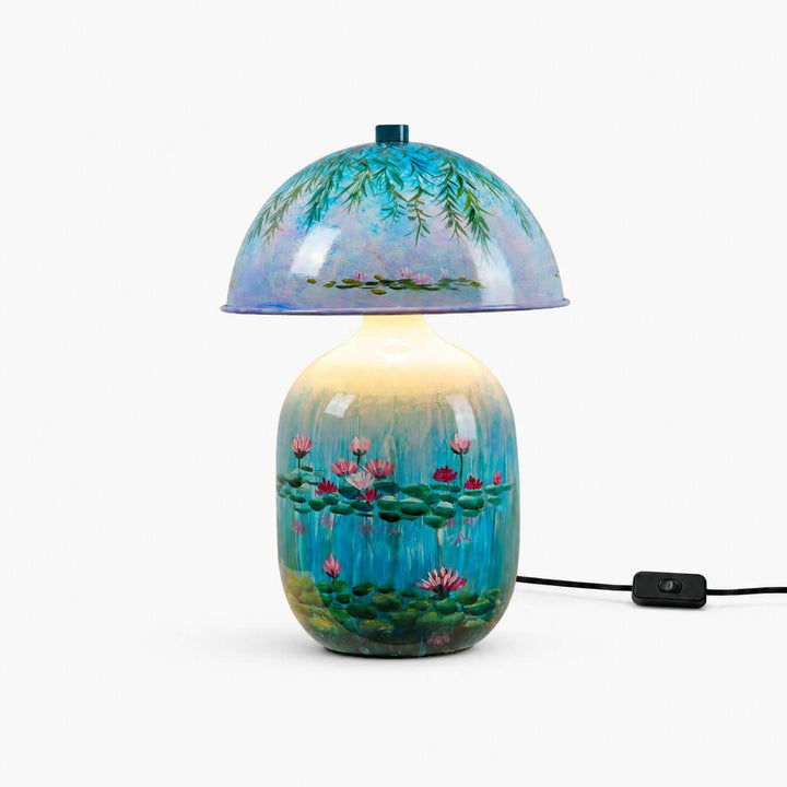 Nymphaea Artistic Painted Ceramic Mushroom Table Lamp for bedroom