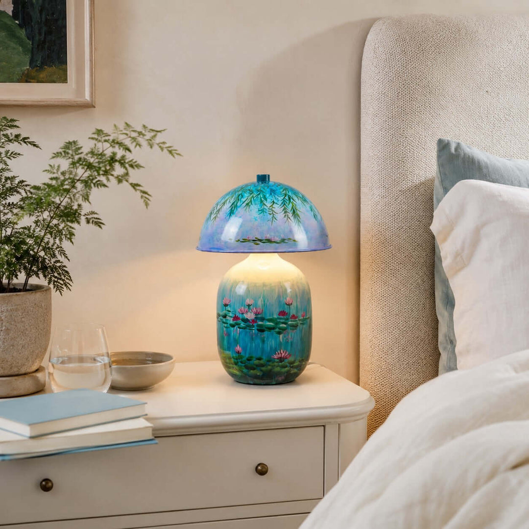 Nymphaea Artistic Painted Ceramic Mushroom Table Lamp for bedroom