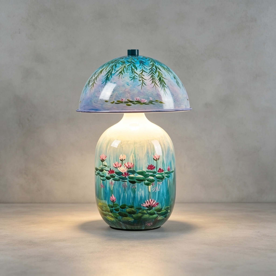 Nymphaea Artistic Painted Ceramic Mushroom Table Lamp for bedroom