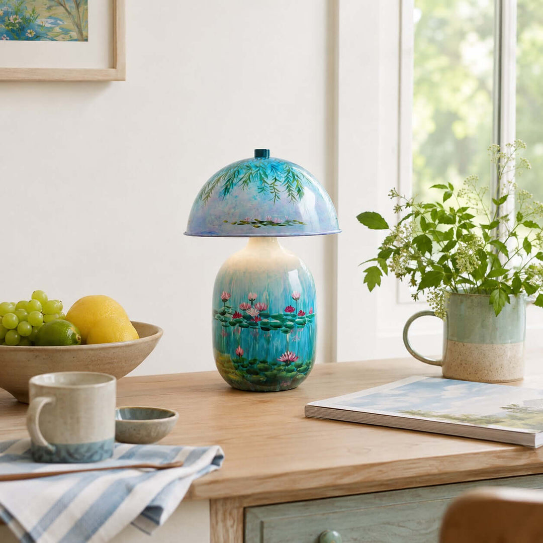 Nymphaea Artistic Painted Ceramic Mushroom Table Lamp for bedroom