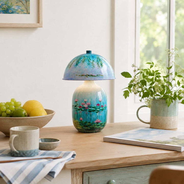 Nymphaea Artistic Painted Ceramic Mushroom Table Lamp for bedroom