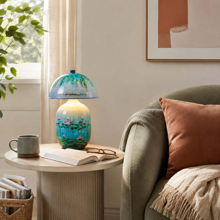 Nymphaea Artistic Painted Ceramic Mushroom Table Lamp for bedroom