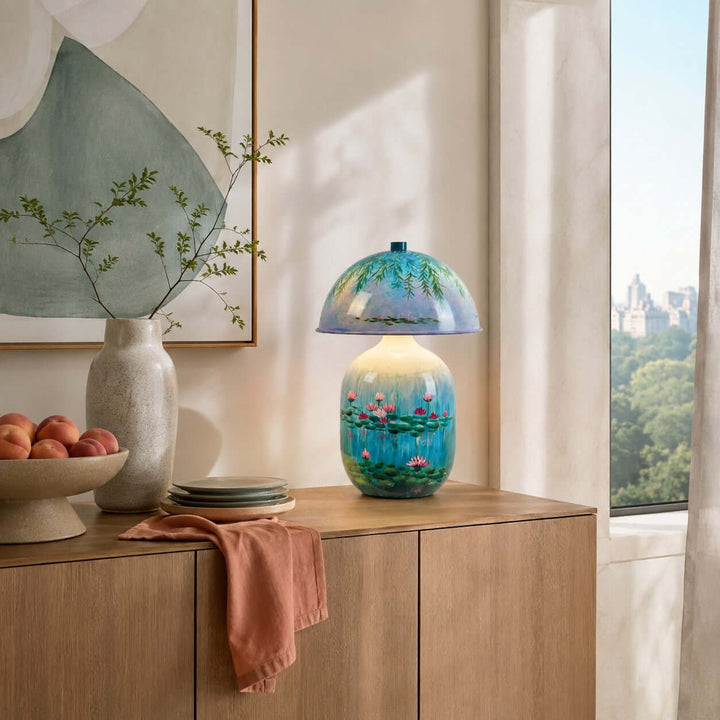 Nymphaea Artistic Painted Ceramic Mushroom Table Lamp for bedroom