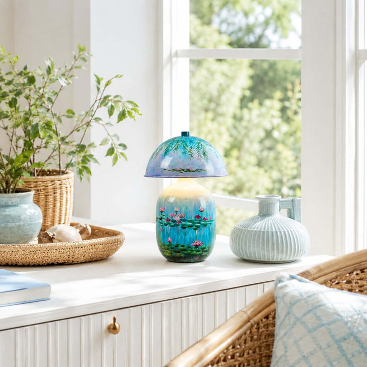 Nymphaea Artistic Painted Ceramic Mushroom Table Lamp for bedroom