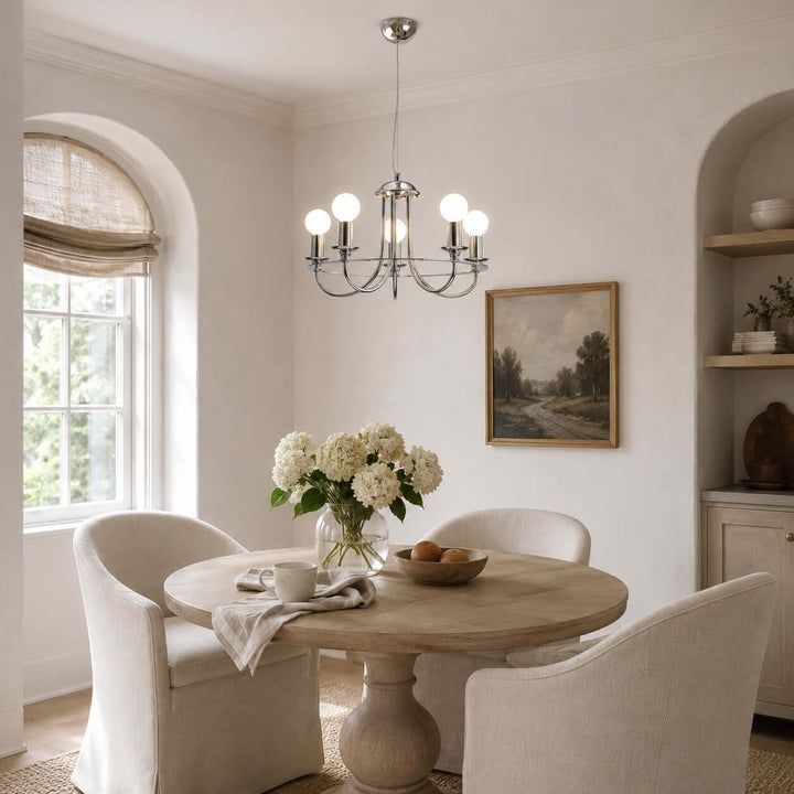 Odette Chrome Chandelier Minimalist French Country Light | Vinlighting