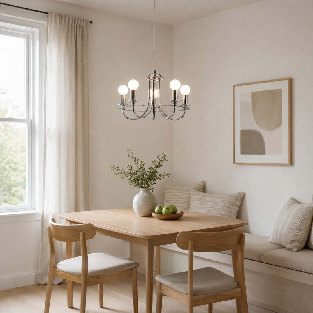Odette Chrome Chandelier Minimalist French Country Light | Vinlighting