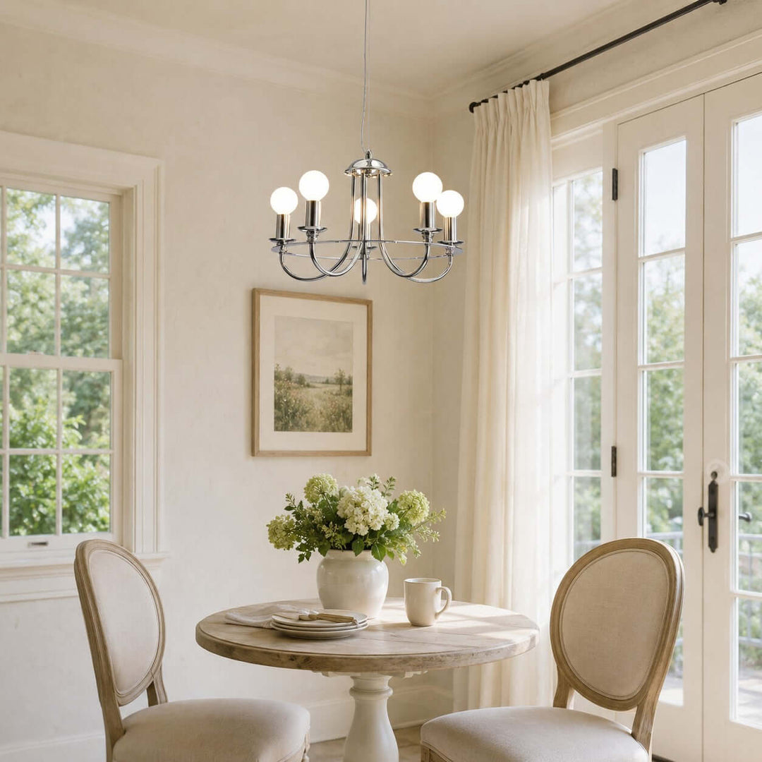 Odette Chrome Chandelier Minimalist French Country Light | Vinlighting