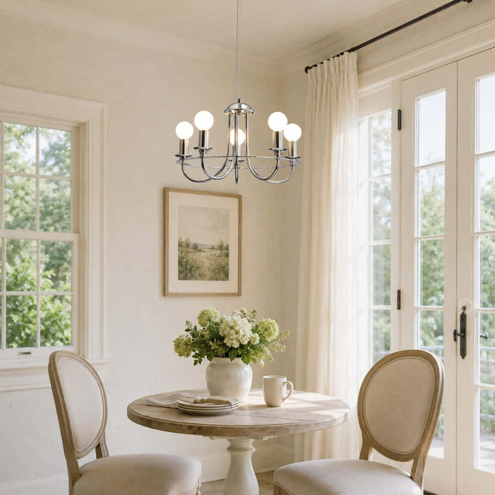Odette Chrome Chandelier Minimalist French Country Light | Vinlighting