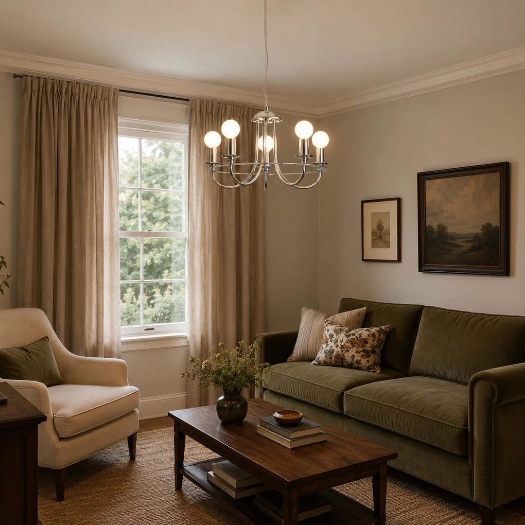 Odette Chrome Chandelier Minimalist French Country Light | Vinlighting