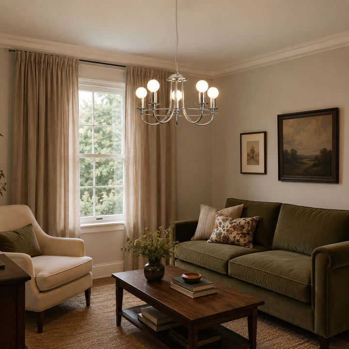 Odette Chrome Chandelier Minimalist French Country Light | Vinlighting