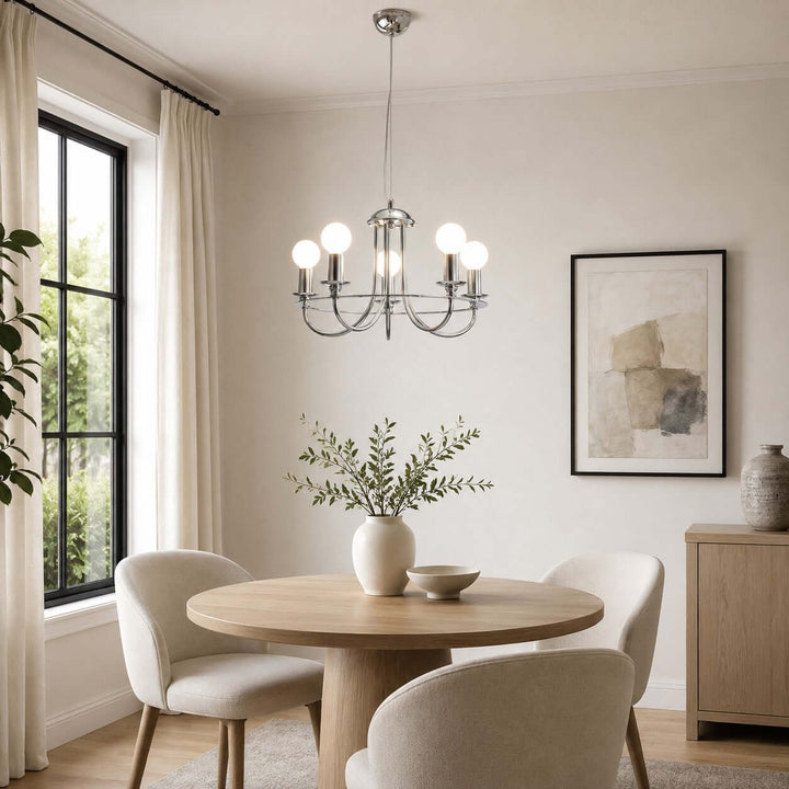 Odette Chrome Chandelier Minimalist French Country Light | Vinlighting