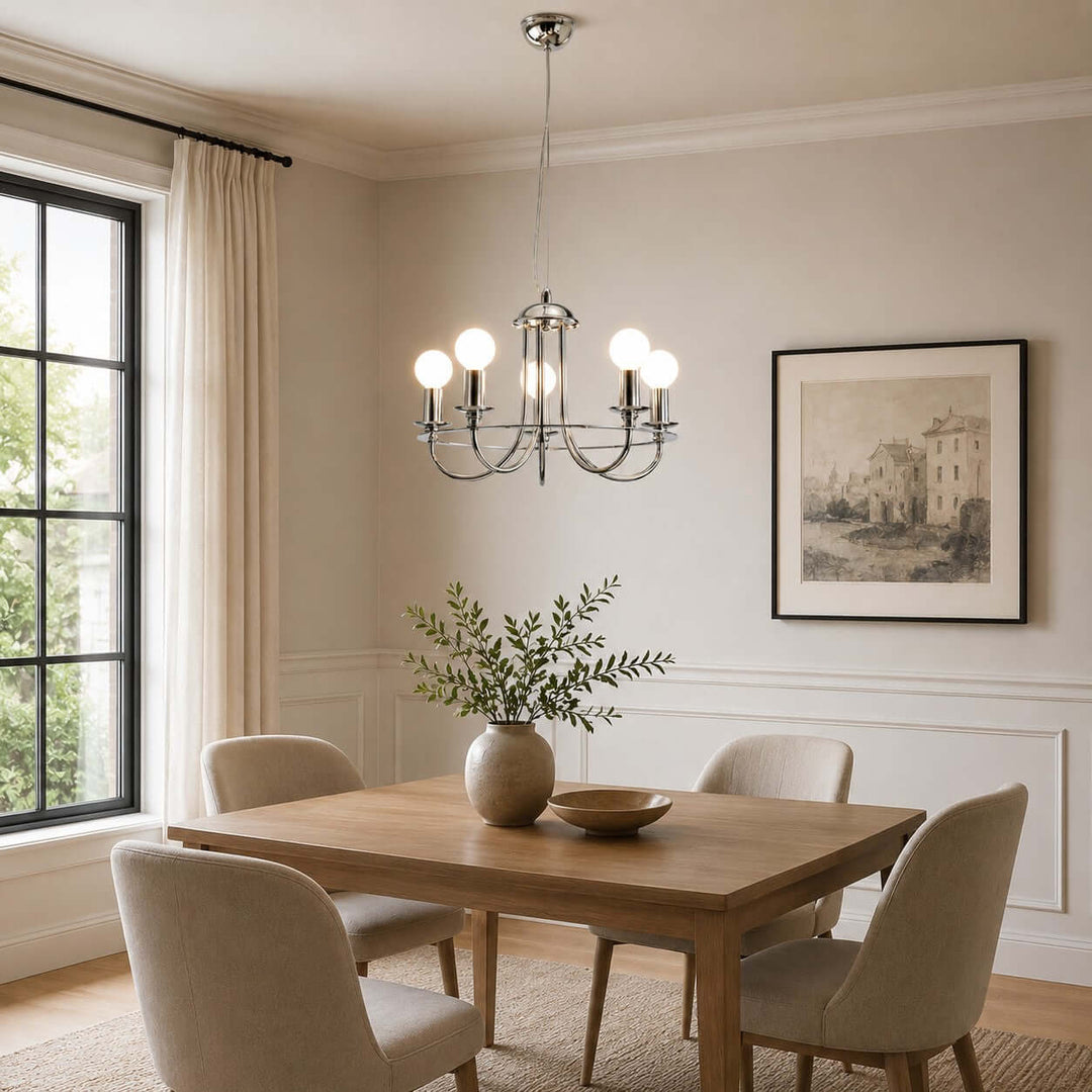 Odette Chrome Chandelier Minimalist French Country Light | Vinlighting
