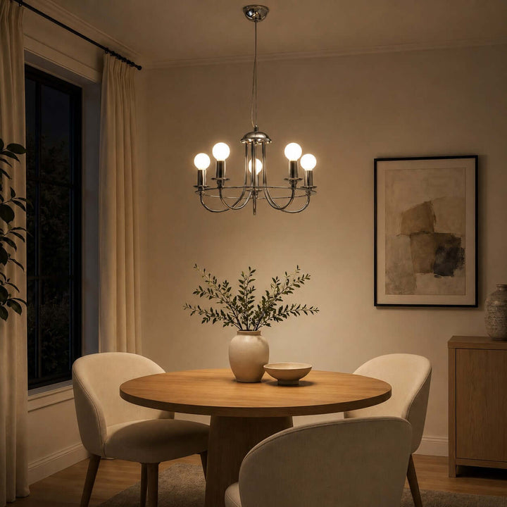 Odette Chrome Chandelier Minimalist French Country Light | Vinlighting