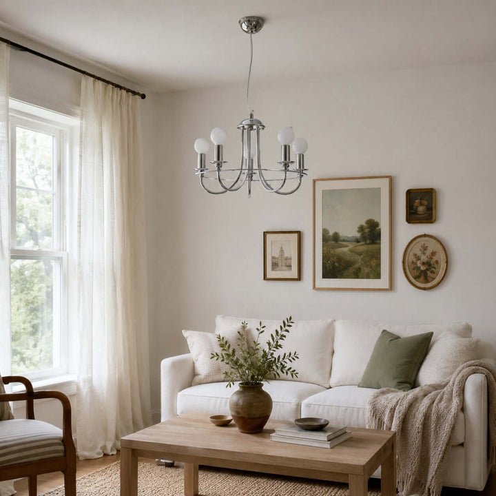Odette Chrome Chandelier Minimalist French Country Light | Vinlighting