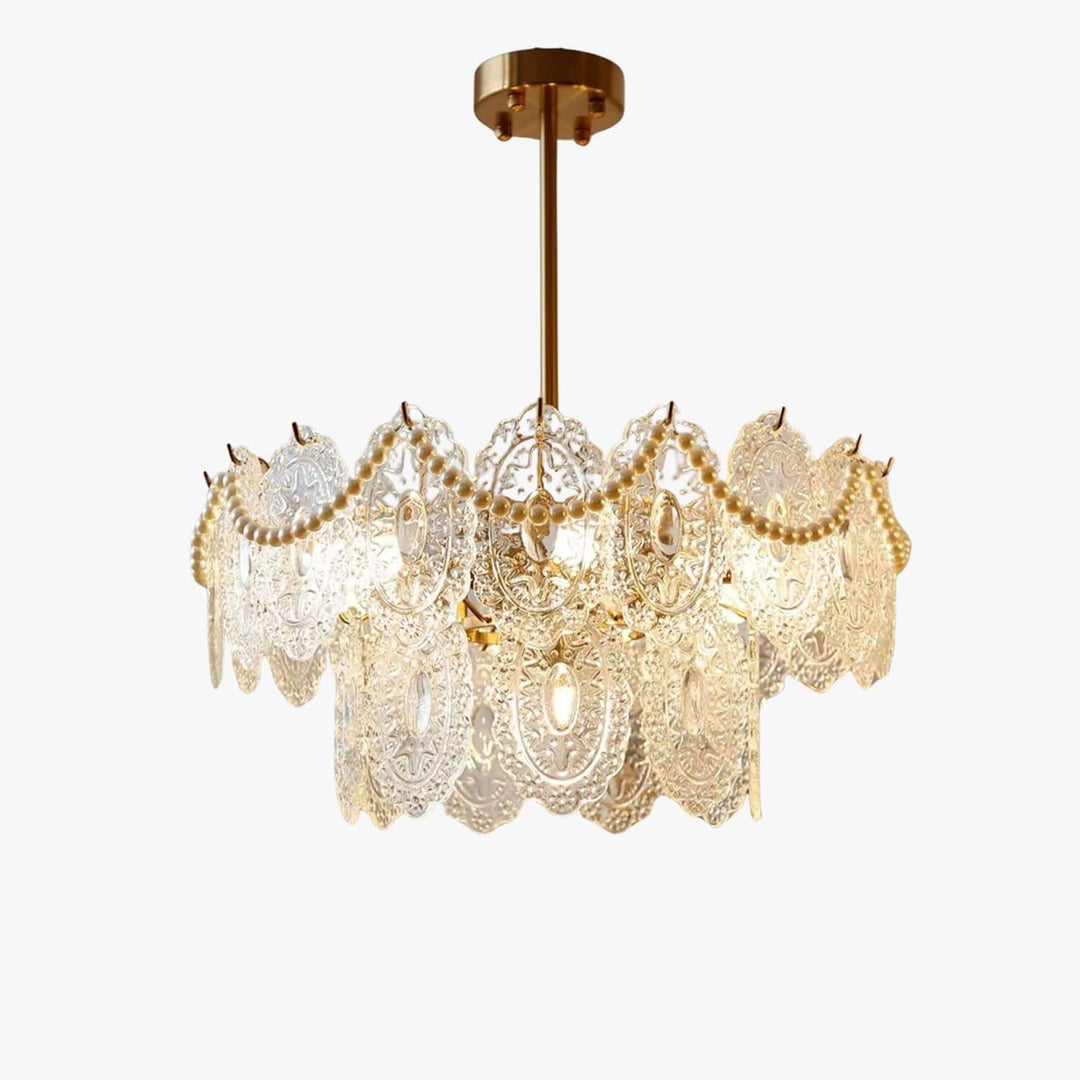 Onda Chandelier – Brass and Glass Light for Dining Area