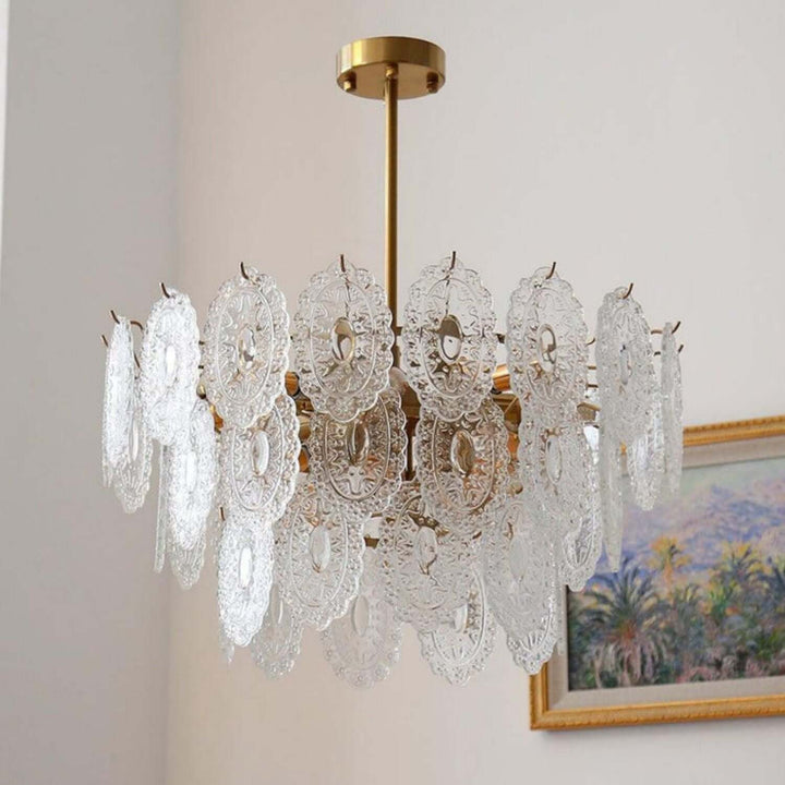 Onda Chandelier – Brass and Glass Light for Dining Area