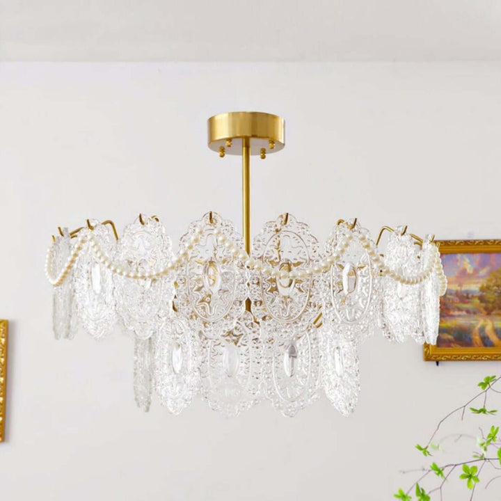 Onda Chandelier – Brass and Glass Light for Dining Area