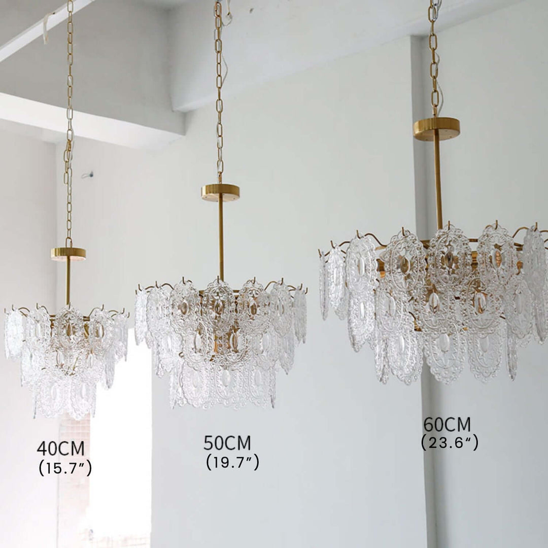 Onda Chandelier – Brass and Glass Light for Dining Area