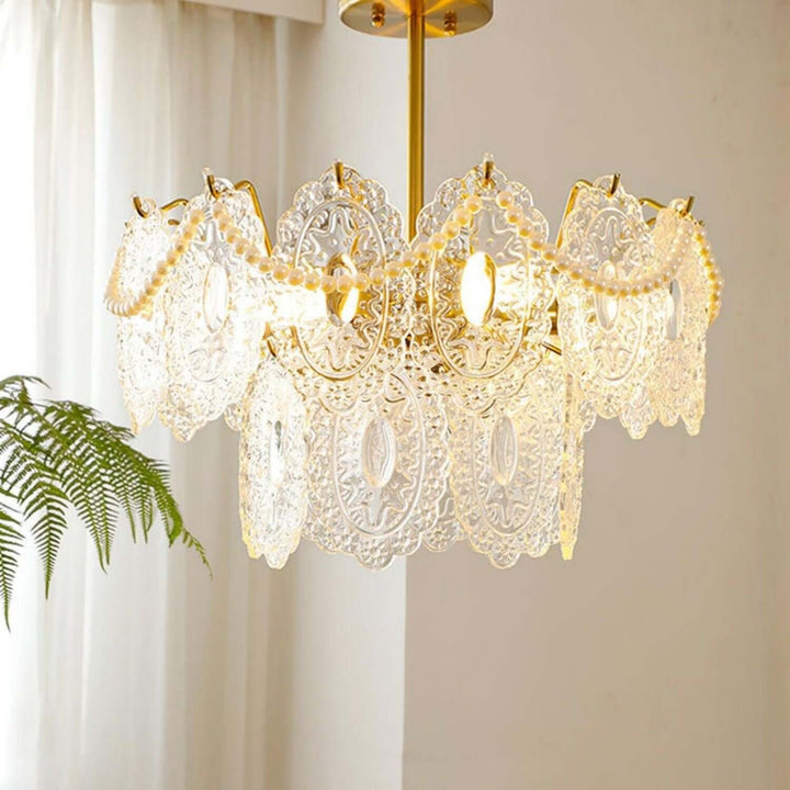Onda Chandelier – Brass and Glass Light for Dining Area