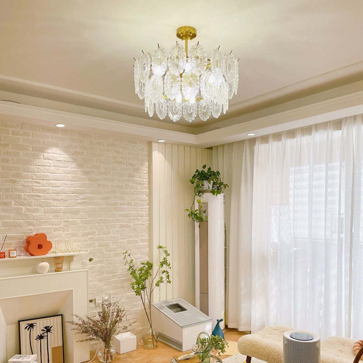 Onda Chandelier – Brass and Glass Light for Dining Area