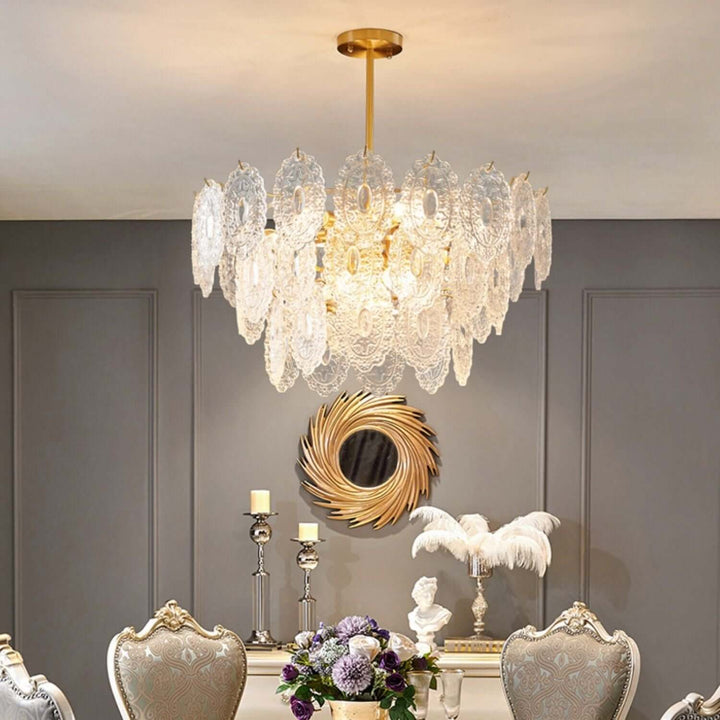 Onda Chandelier – Brass and Glass Light for Dining Area