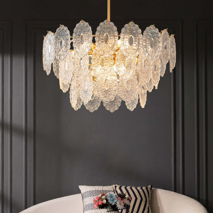 Onda Chandelier – Brass and Glass Light for Dining Area