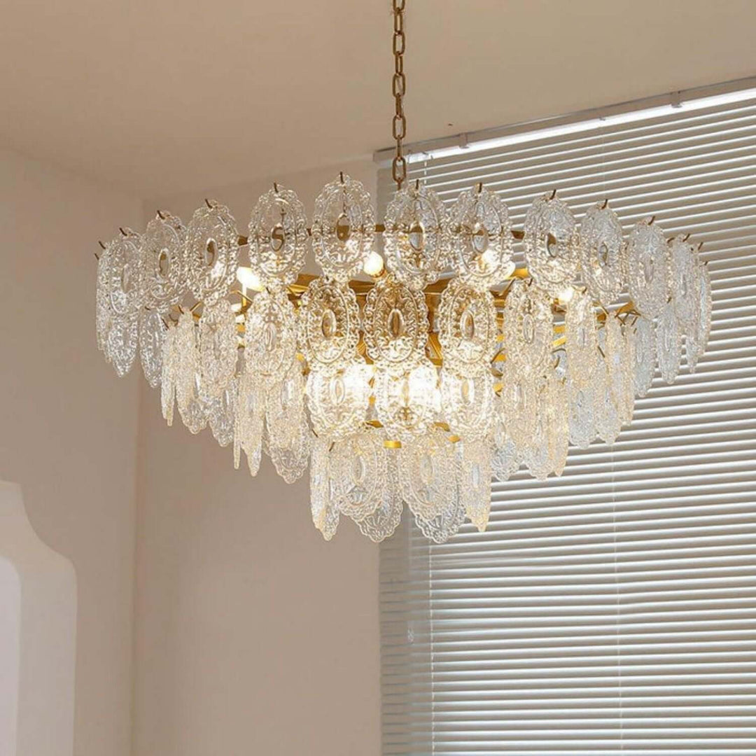 Onda Chandelier – Brass and Glass Light for Dining Area