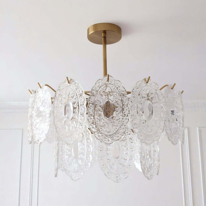 Onda Chandelier – Brass and Glass Light for Dining Area